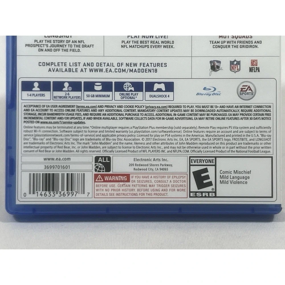 Madden NFL 18‎ PS4 Football Video Game EA Sports PlayStation 4 Tested